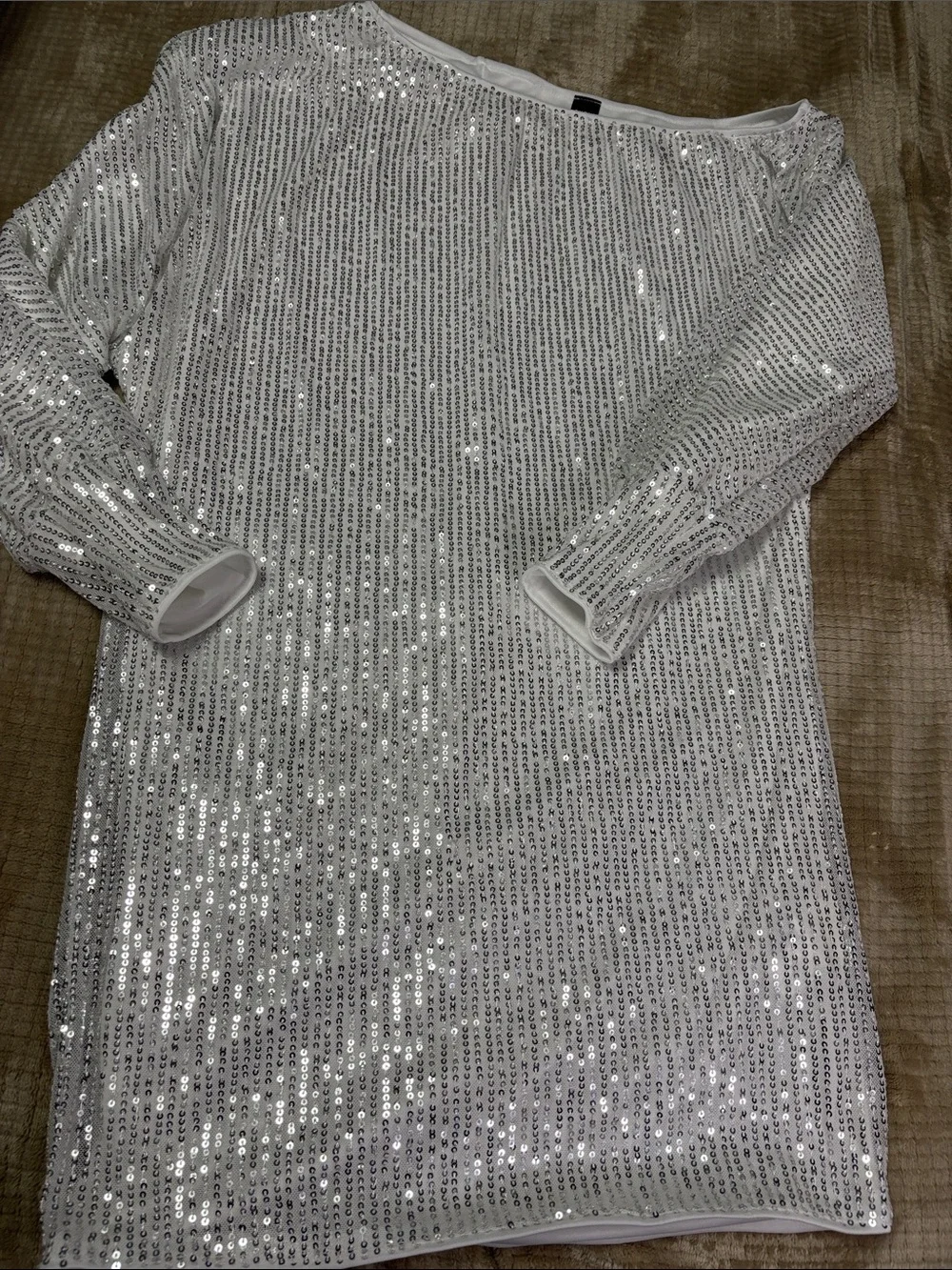 SHEIN White Sequin Mini Dress - Picture 2 of 3